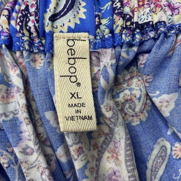 Bebop Blue Paisley Romper Jumper Shortalls Size XL NWT Off Shoulder Shorts - Picture 6 of 10